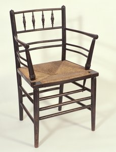 Lænestol lavet til Morris & Co. ca. 1864-65 (bejdset ask med hashsæde) af English School